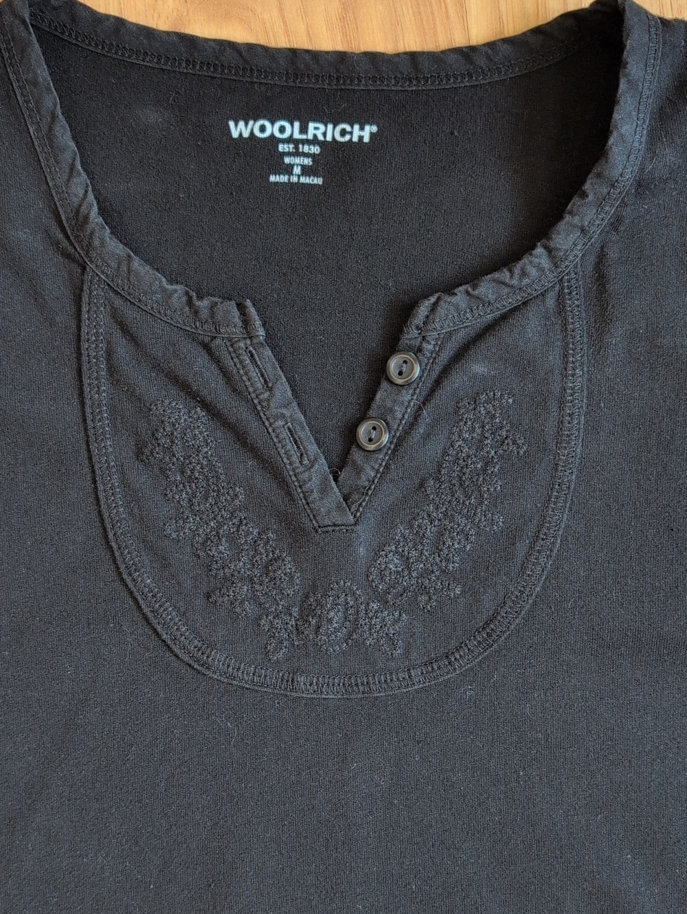 Woolrich Black Long-Sleeve Henley - Medium - Picture 3 of 6